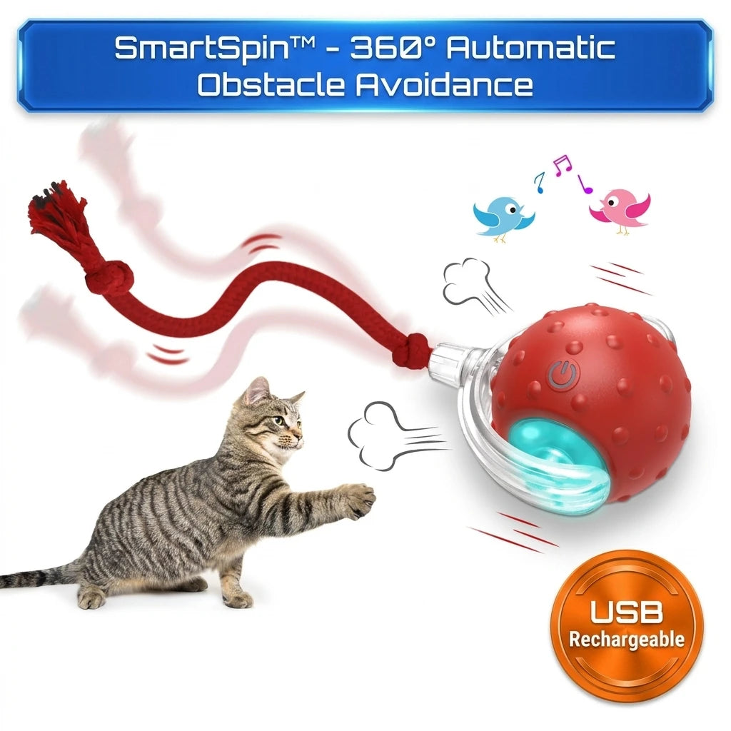 SmartSpin Interactive Dog Ball Toy - 360 Self-Rolling Obstacle Avoidance
